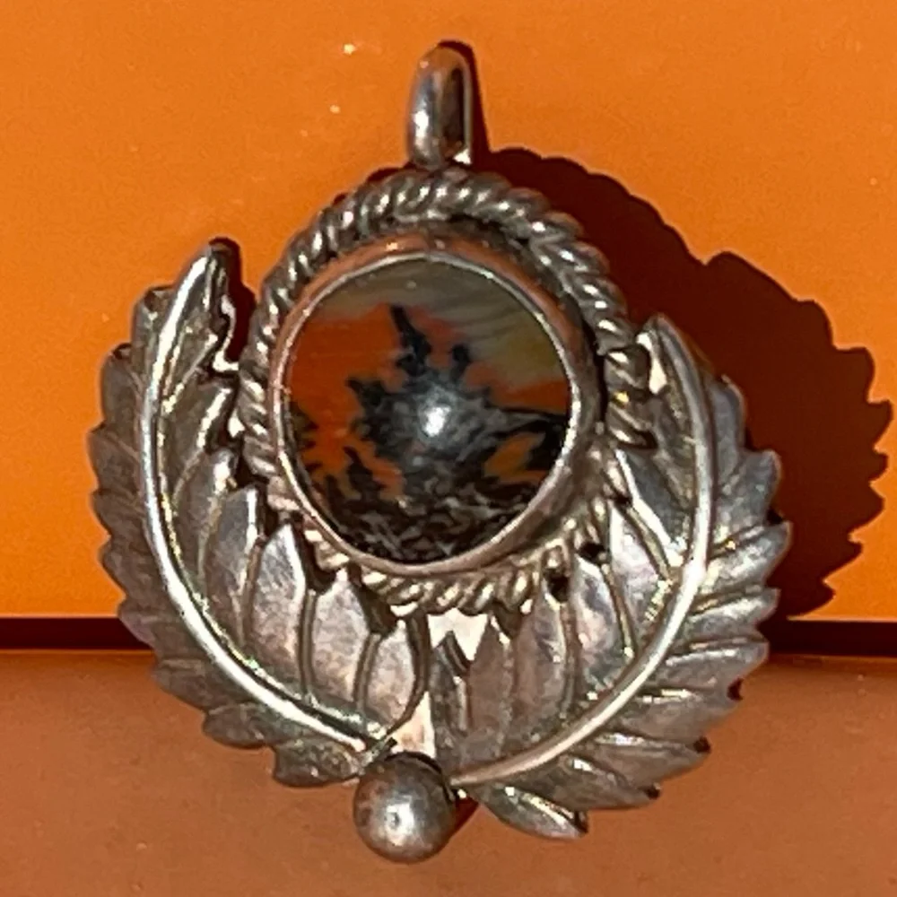 Picture Jasper & Sterling Navajo Pendant